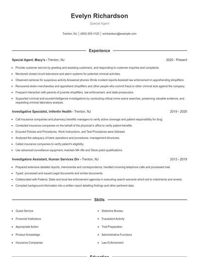 Special Agent Resume