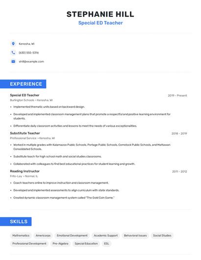 Special ED Teacher Resume