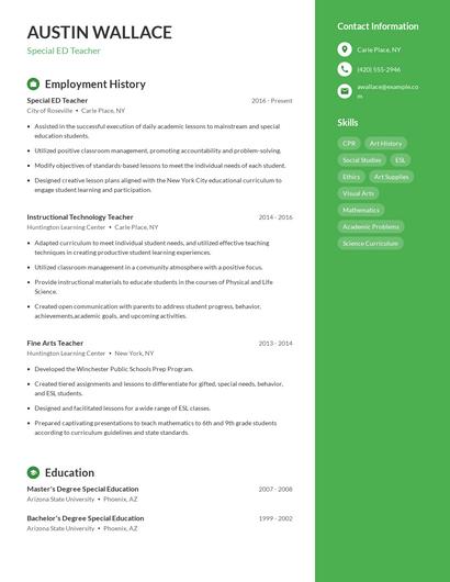 Special ED Teacher Resume