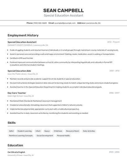 Resume example 2