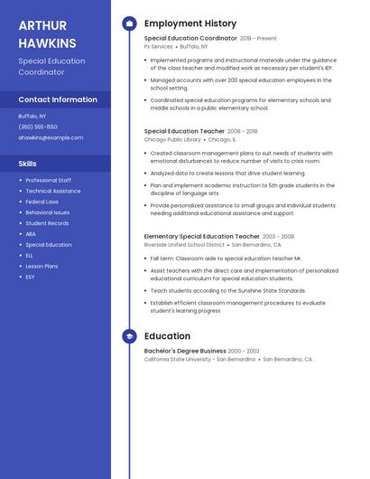 Special Education Coordinator Resume