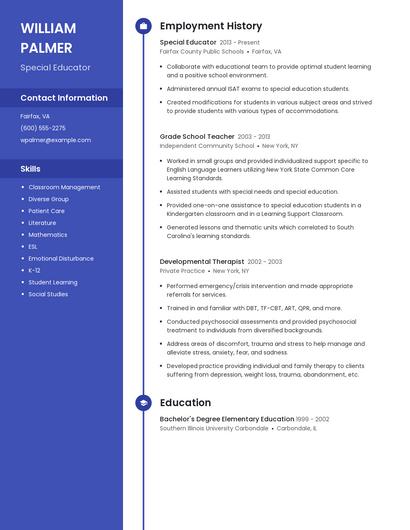 Special Educator Resume
