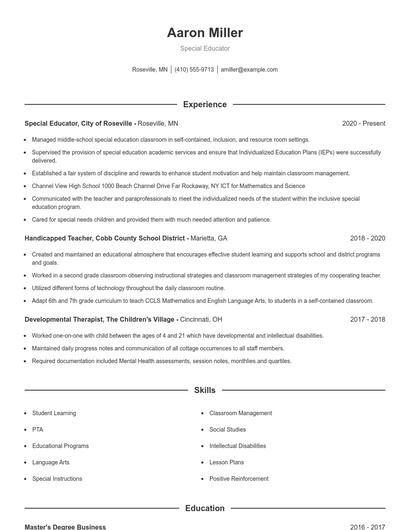 Resume example 1