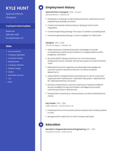 Special Effects Designer Resume