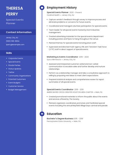 Special Events Planner Resume