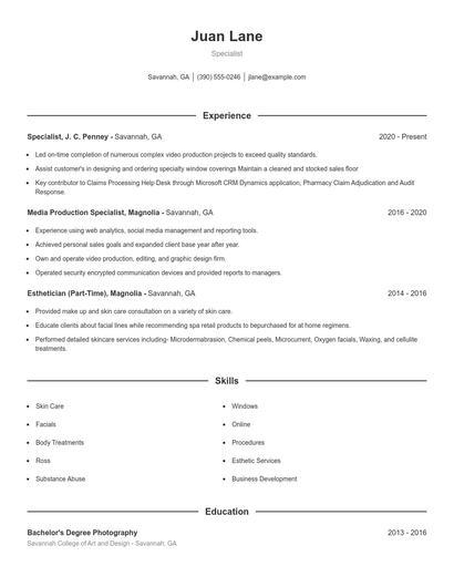 Specialist Resume