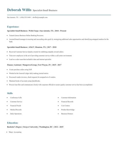 Specialist-Small Business Resume