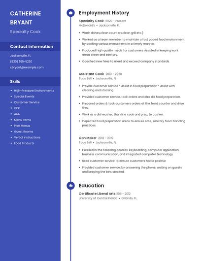 Specialty Cook Resume