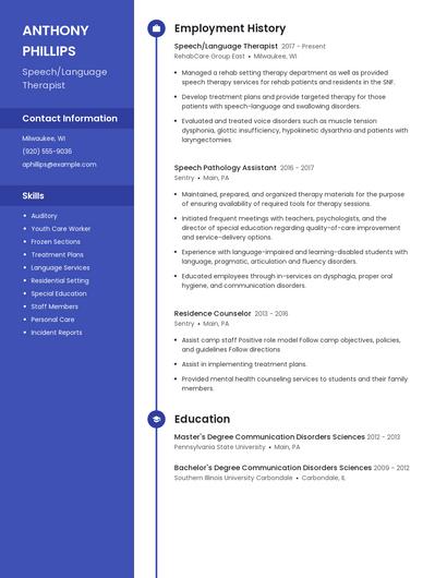 Speech/Language Therapist Resume