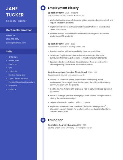 Speech Teacher Resume