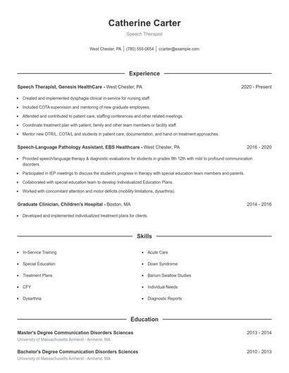 Speech Therapist Resume