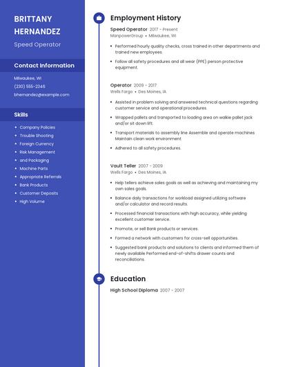Speed Operator Resume