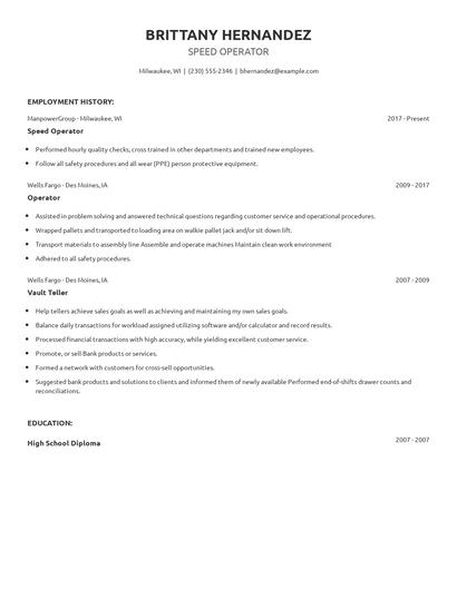 Speed Operator Resume