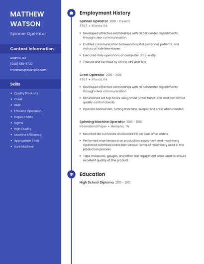 Spinner Operator Resume