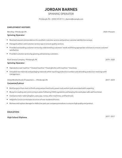 Spinning Operator Resume