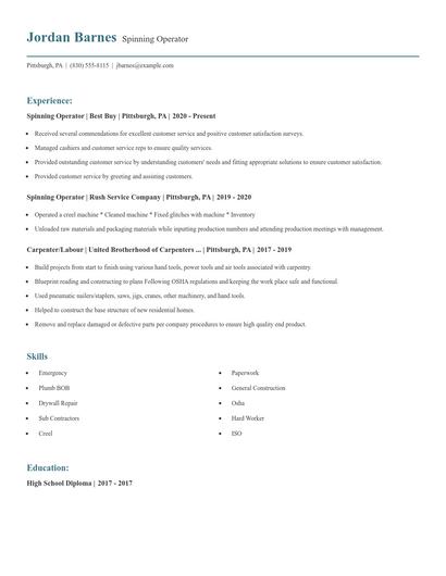 Spinning Operator Resume