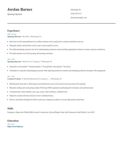 Spinning Operator Resume