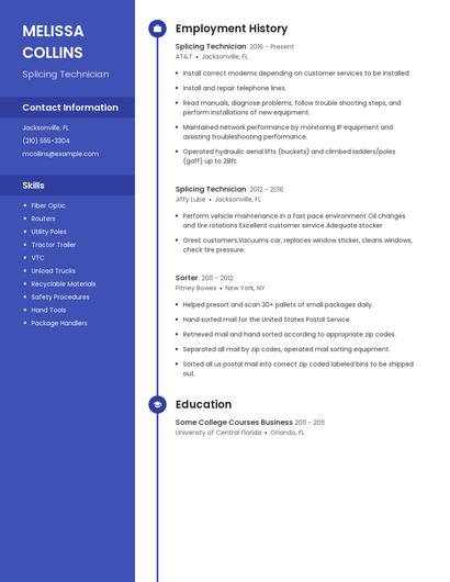 Splicing Technician Resume