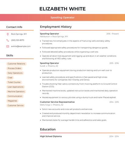 Spooling Operator Resume