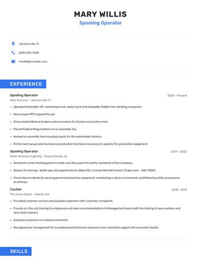 Spooling Operator Resume