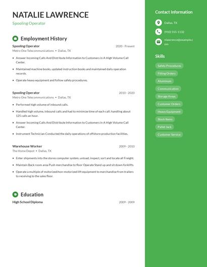 Spooling Operator Resume