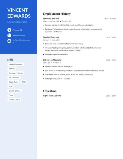 Spooling Operator Resume