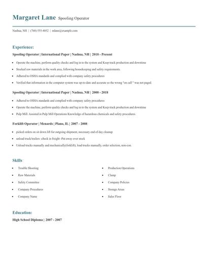 Spooling Operator Resume
