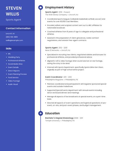Sports Agent Resume