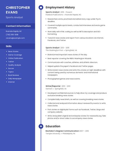Sports Analyst Resume