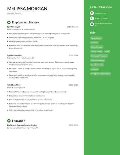 Sports Analyst Resume
