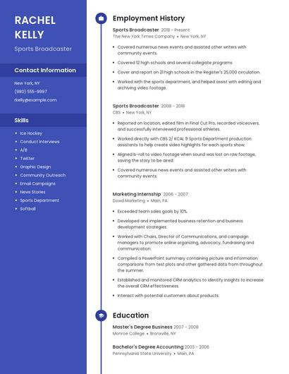 Sports Broadcaster Resume