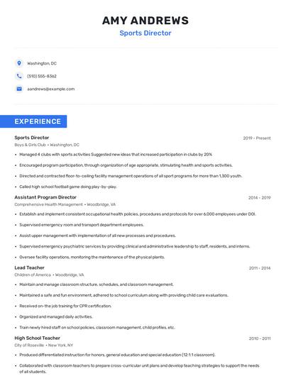 Sports Director Resume