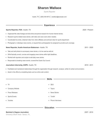 Resume example 1