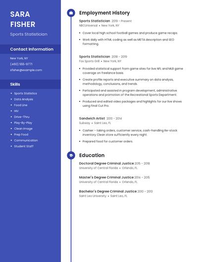 Sports Statistician Resume