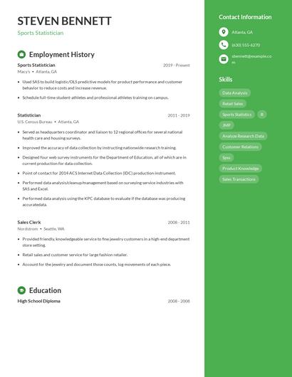 Sports Statistician Resume