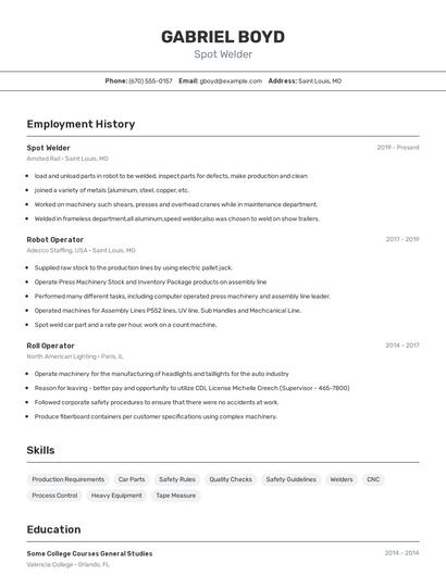 Resume example 2