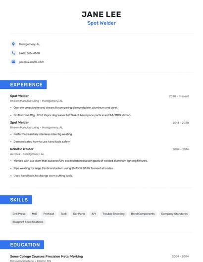 Spot Welder Resume
