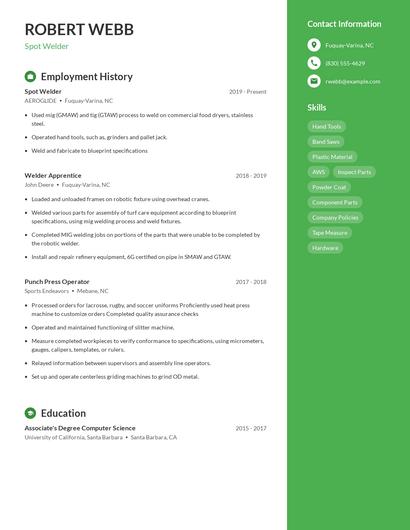 Spot Welder Resume