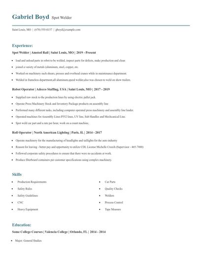 Spot Welder Resume