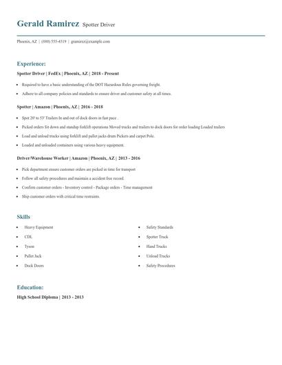 Spotter Driver Resume