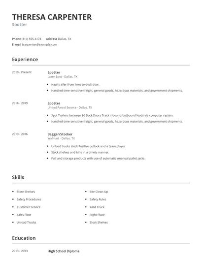 Spotter Resume