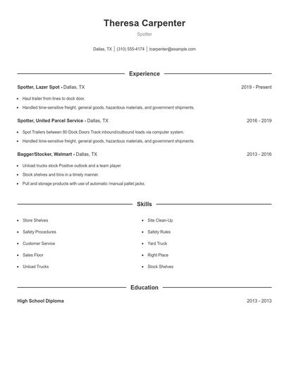 Spotter Resume