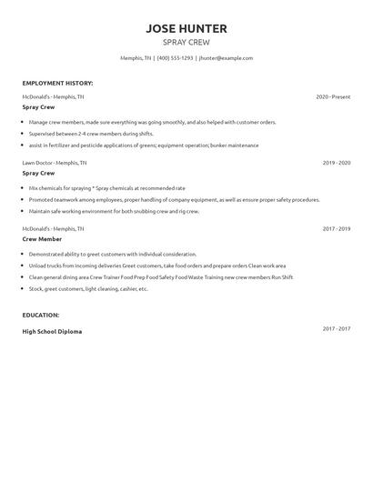 Spray Crew Resume