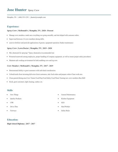 Spray Crew Resume