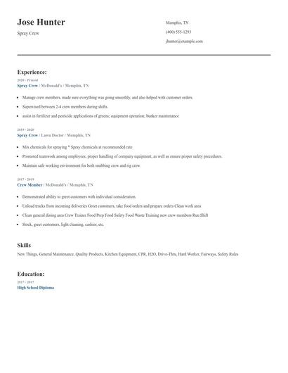 Spray Crew Resume