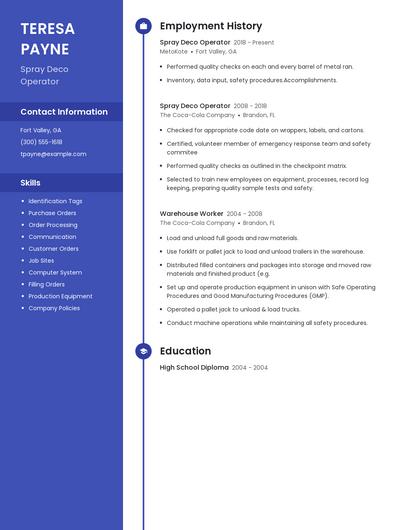 Spray Deco Operator Resume