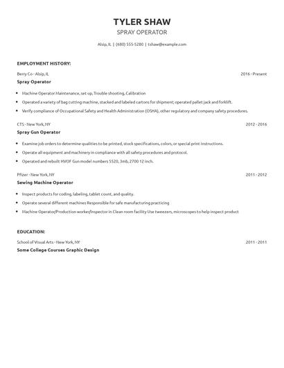 Spray Operator Resume