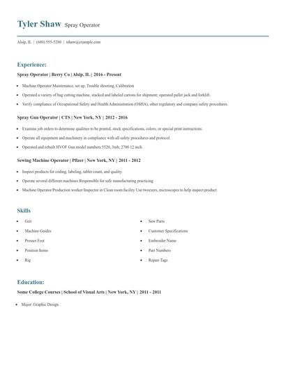 Spray Operator Resume