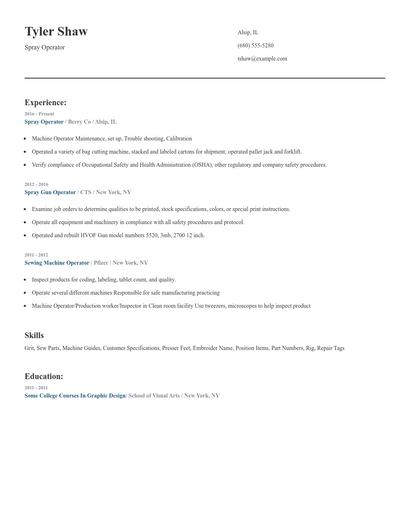 Spray Operator Resume