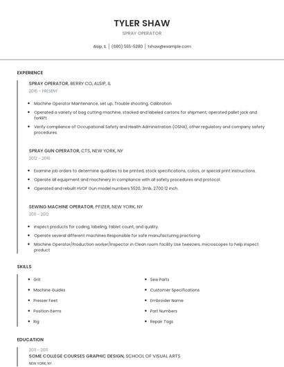 Spray Operator Resume